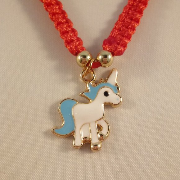 Blue Unicorn Gold Charm Red Rope Bracelet Party Gift - Picture 4 of 5
